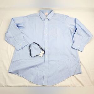 Brooks Brothers Dress Shirt Mens 17 33 Blue Long Sleeve Button Up Traditional